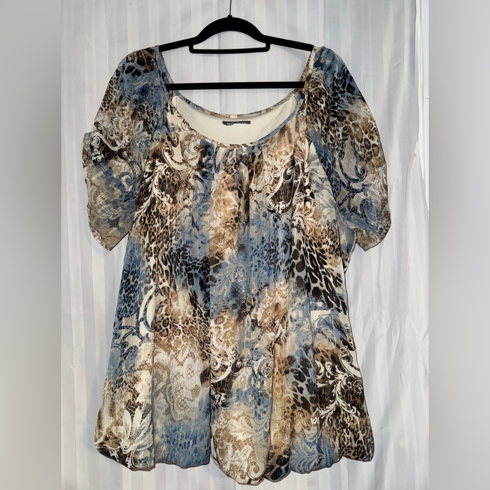 Roz & Ali Bubble Hem Blouse Size 3X